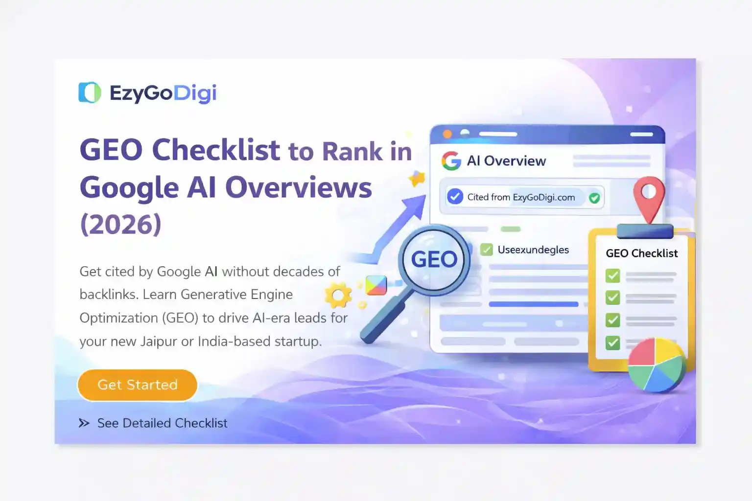 Educational diagram explaining Generative Engine Optimization and Google AI Overviews