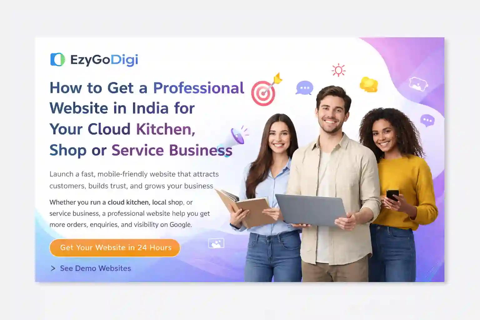 Cloud kitchen and small business website preview